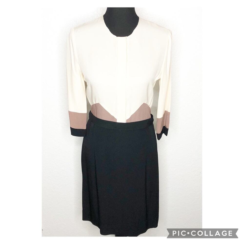 Victoria Victoria Beckham cream black tan colorblock dress size US 4